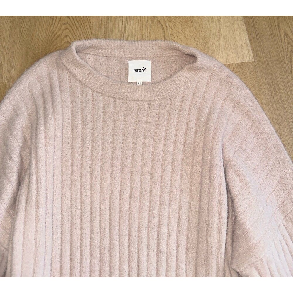 Aerie Oversized Fuzzy Tan Sweater - Picture 2 of 3